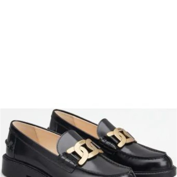 Tod's Black Loafers with Gold Chain Size 38.5 - Picture 8 of 11